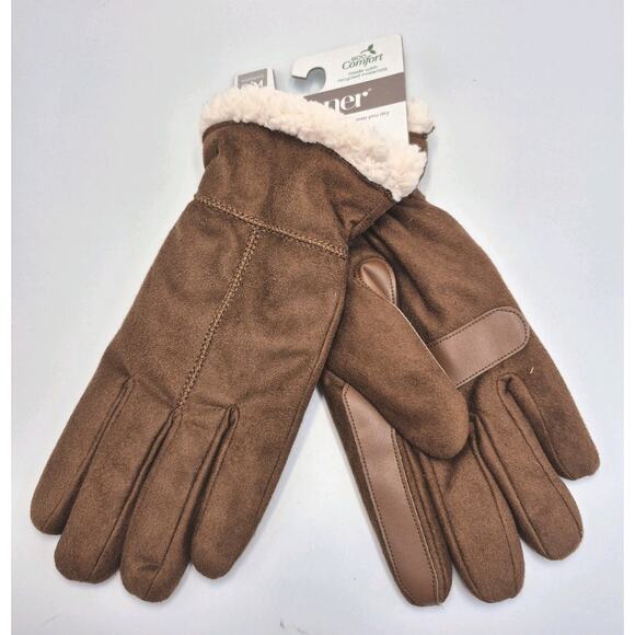 ISOTONER Cognac Fleece Lined Gloves Womens S/M Eco Comfort SmartDri SmarTouch - Picture 9 of 9